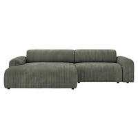 ECKSOFA Olivgrün Cord  - Schwarz/Olivgrün, Design, Kunststoff/Textil (178/292cm) - home24
