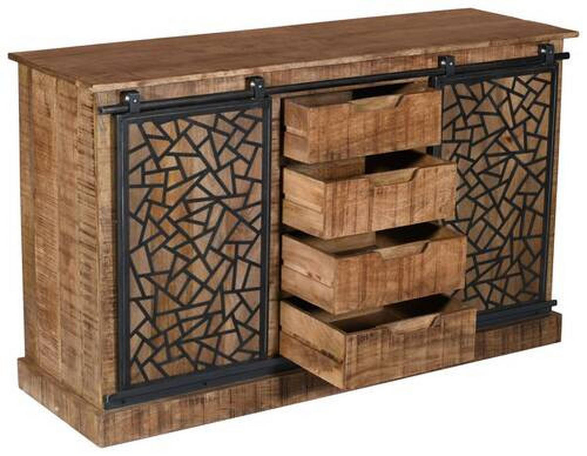 KOMMODE 140/85/45 cm  in Naturfarben, Schwarz  - Anthrazit/Schwarz, Natur, Holz/Metall (140/85/45cm) - MID.YOU