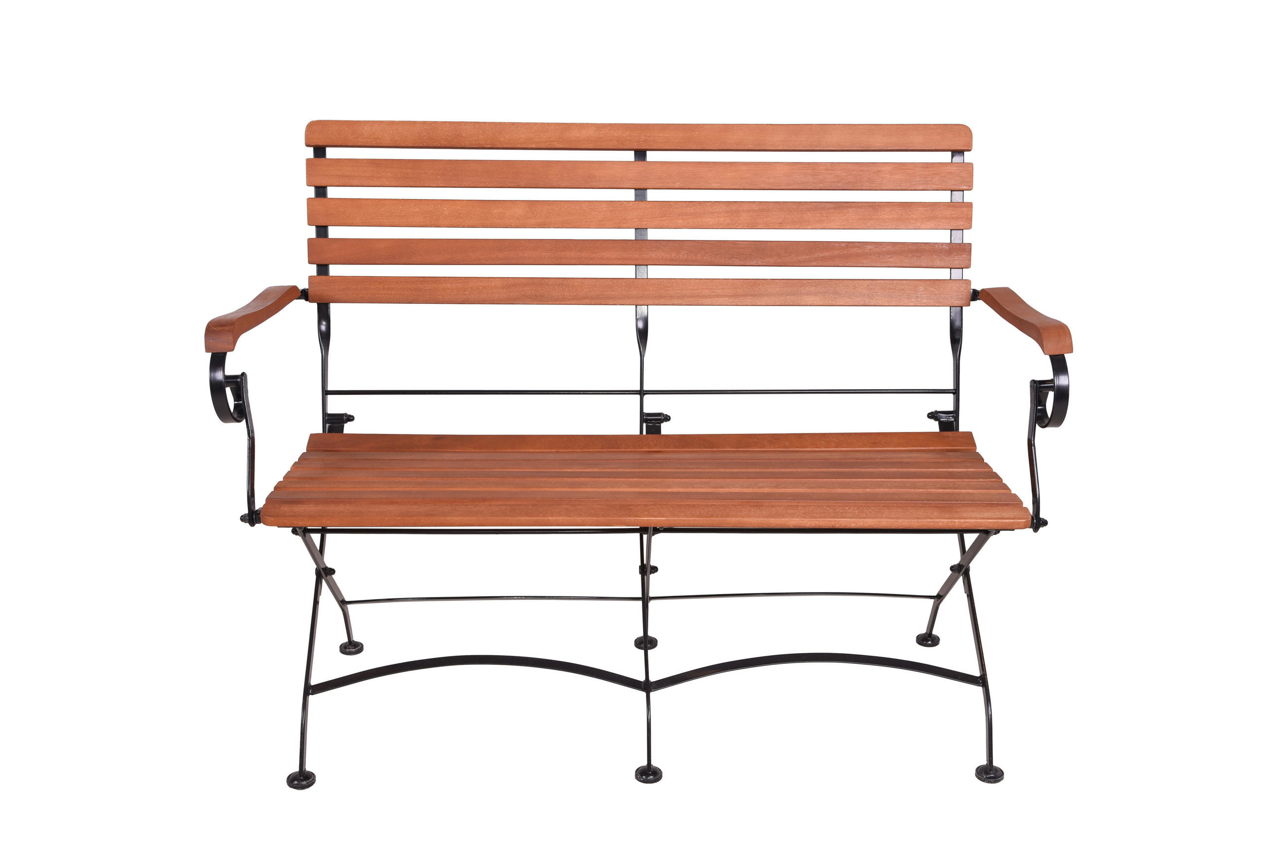 GARTENBANK 116/89/58 cm Eukalyptusholz  Stahl  - Schwarz/Braun, MODERN, Holz/Metall (116/89/58cm) - Gardenson