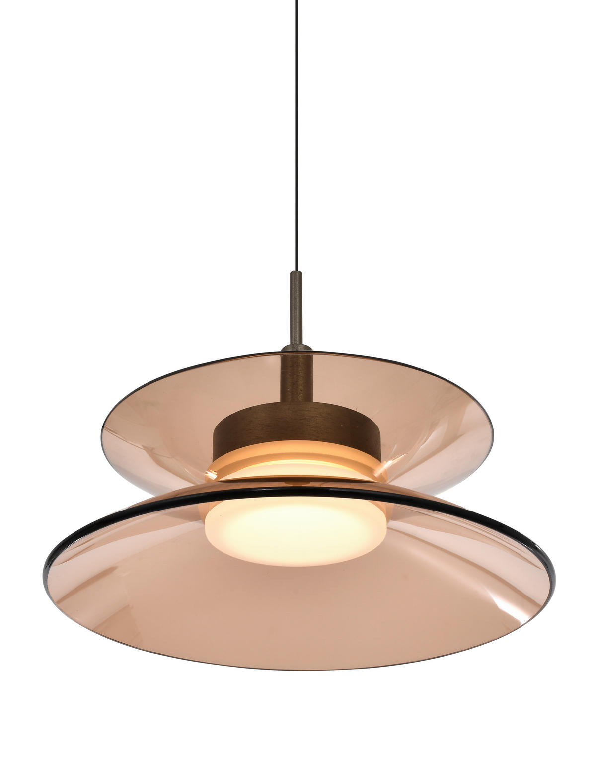 LED-HÄNGELEUCHTE Crema 22/150/22 cm  - Bronzefarben, Design, Glas/Metall (22/150/22cm)