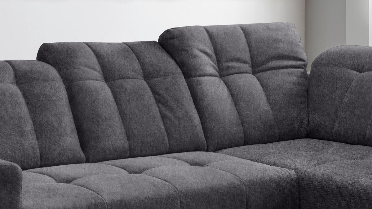 ECKSOFA in Mikrofaser Anthrazit  - Anthrazit/Schwarz, Modern, Textil/Metall (261/200cm) - Livetastic