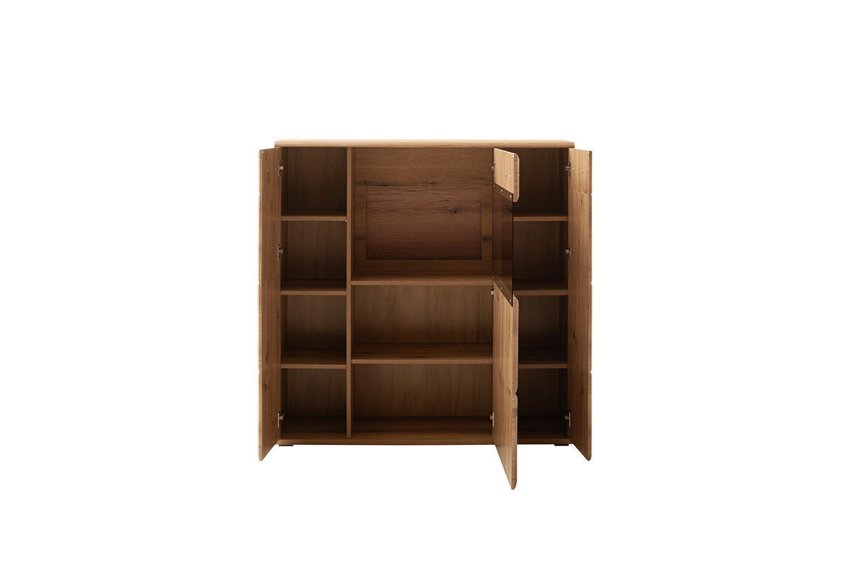 HIGHBOARD  in 120/123/38 cm  - Eichefarben/Anthrazit, Design, Glas/Holzwerkstoff (120/123/38cm) - Livetastic