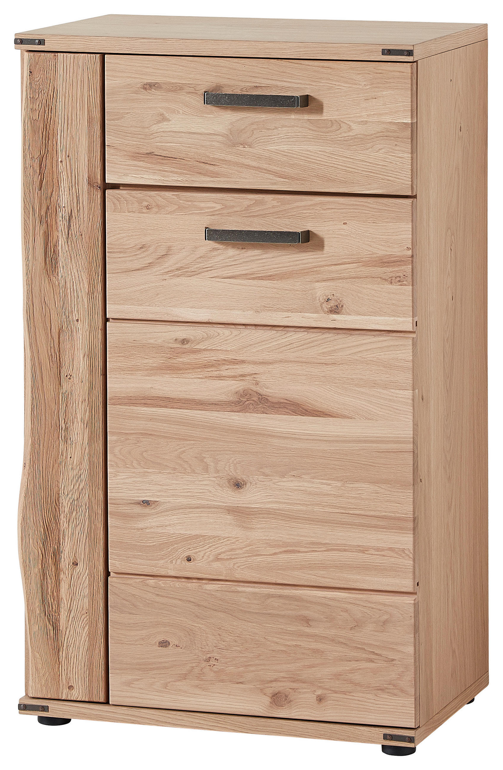 SCHUHSCHRANK Wildeiche furniert, massiv Eichefarben  - Eichefarben/Schwarz, Natur, Holz/Holzwerkstoff (65/109/41cm)