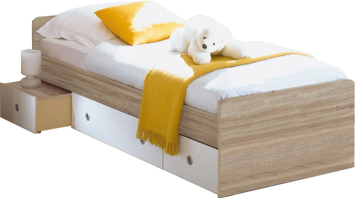 STAURAUMBETT 90/200 cm  in Weiß, Sonoma Eiche  - Eichefarben/Weiß, Design, Holzwerkstoff (90/200cm) - Carryhome