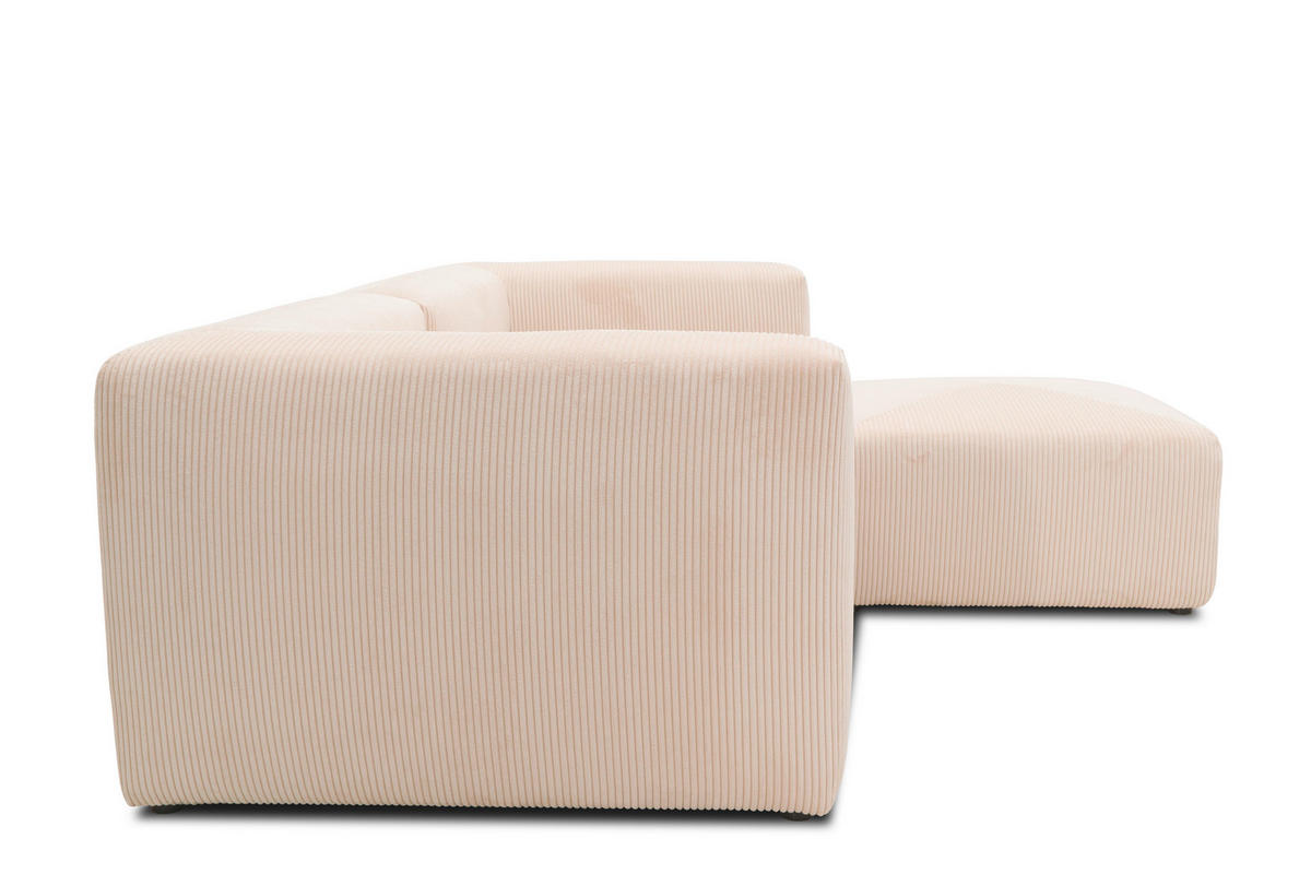 ECKSOFA Creme Cord, Mikrofaser  - Creme/Schwarz, Design, Kunststoff/Textil (216/69/193cm) - MID.YOU