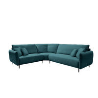 ECKSOFA Petrol Cord  - Petrol/Schwarz, Design, Textil/Metall (256/294cm) - Livetastic
