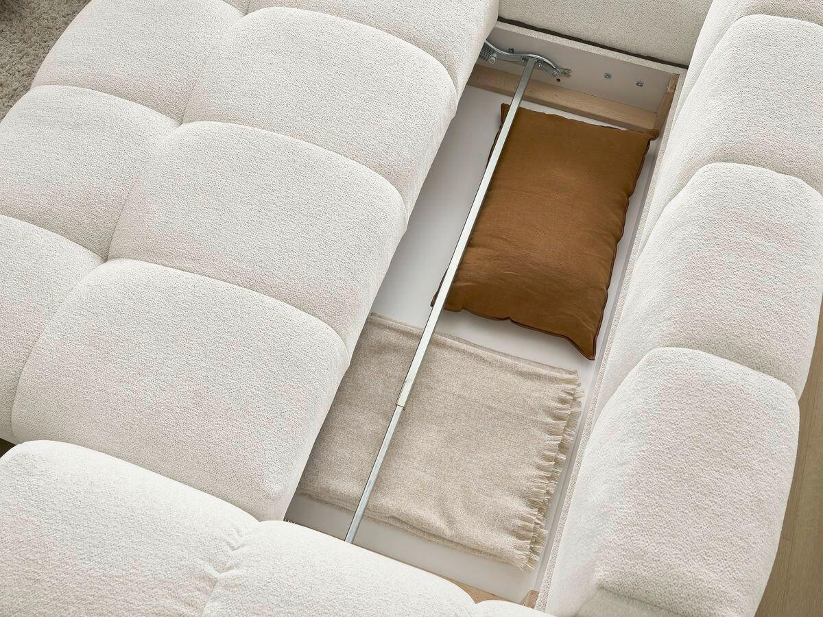 ECKSCHLAFSOFA EVEREST  mit Rücken echt, Armteil links, Armteil rechts Flachgewebe Weiß  - Schwarz/Weiß, MODERN, Kunststoff/Textil (320/212cm)