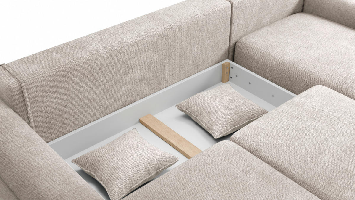 ECKSOFA Creme Chenille  - Creme/Grau, KONVENTIONELL, Kunststoff/Textil (293/205cm) - Carryhome