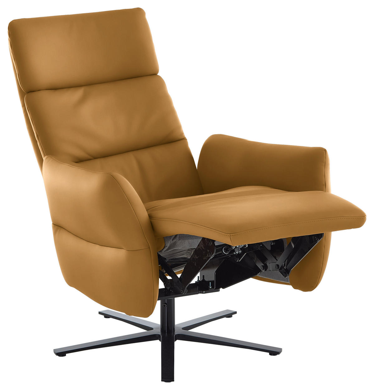 RELAXSESSEL in Leder Currygelb  - Currygelb/Schwarz, Design, Leder/Metall (82/119/85cm) - Dieter Knoll