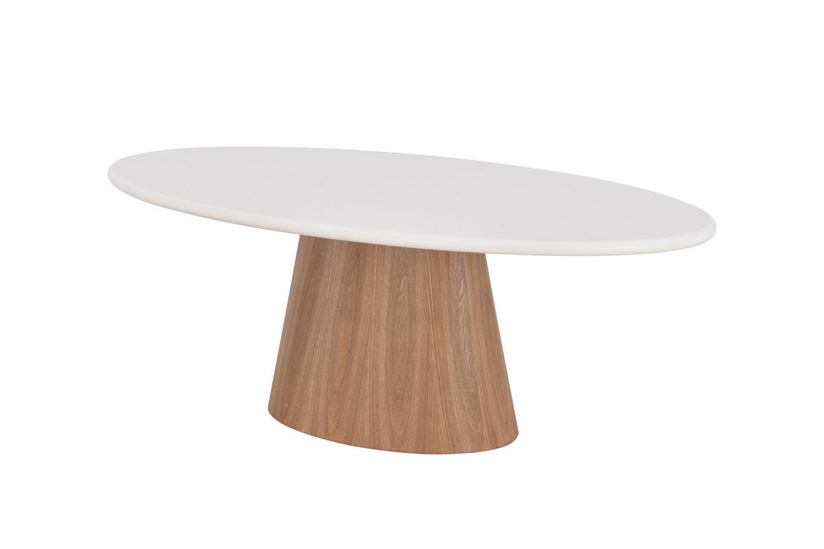 ESSTISCH 220/120/76 cm Echtholz, Nachbildung  Holz, Holzwerkstoff oval Weiß, Eichefarben  - Eichefarben/Weiß, Design, Holz/Holzwerkstoff (220/120/76cm) - VanDerken