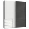 SCHWEBETÜRENSCHRANK in Grau, Weiss  - Chromfarben/Weiss, Modern, Holzwerkstoff (200/236/65cm) - MID.YOU