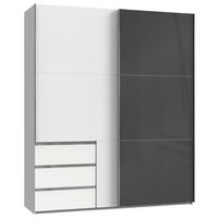 SCHWEBETÜRENSCHRANK 200/236/65 cm 2-türig Grau, Weiß  - Chromfarben/Weiß, MODERN, Holzwerkstoff (200/236/65cm) - MID.YOU