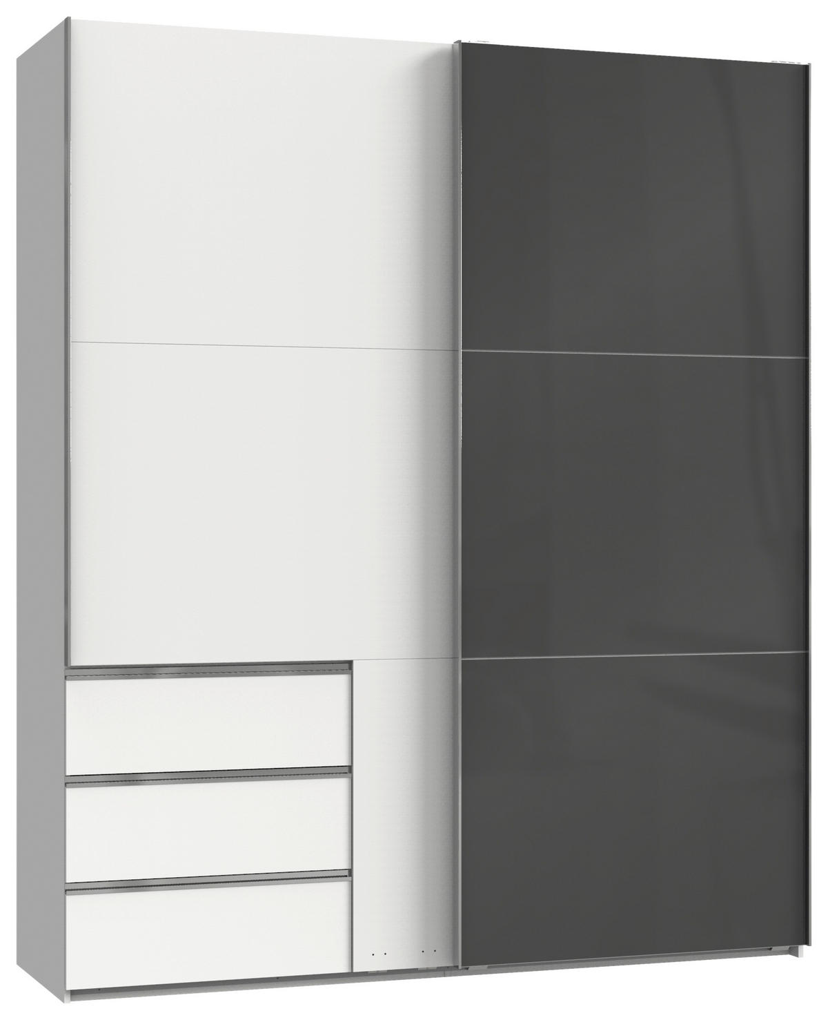 SCHWEBETÜRENSCHRANK 200/236/65 cm 2-türig Grau, Weiß  - Chromfarben/Weiß, MODERN, Holzwerkstoff (200/236/65cm) - MID.YOU