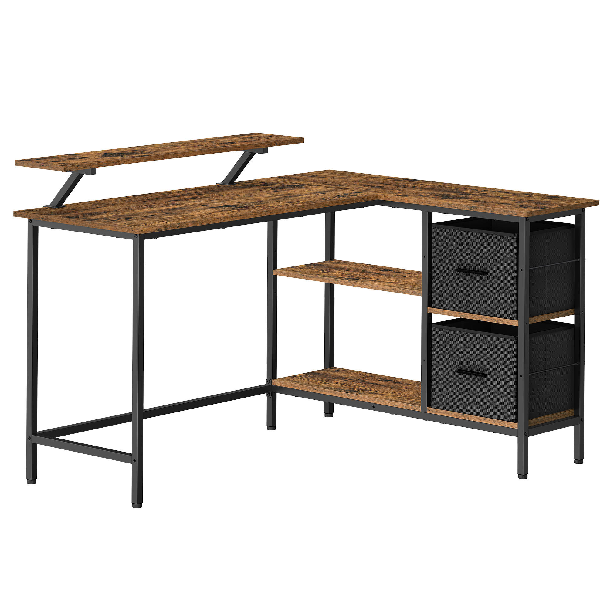GAMINGTISCH Schwarz, Dunkelbraun  - Dunkelbraun/Schwarz, Trend, Holzwerkstoff/Metall (135/89/105cm) - MID.YOU
