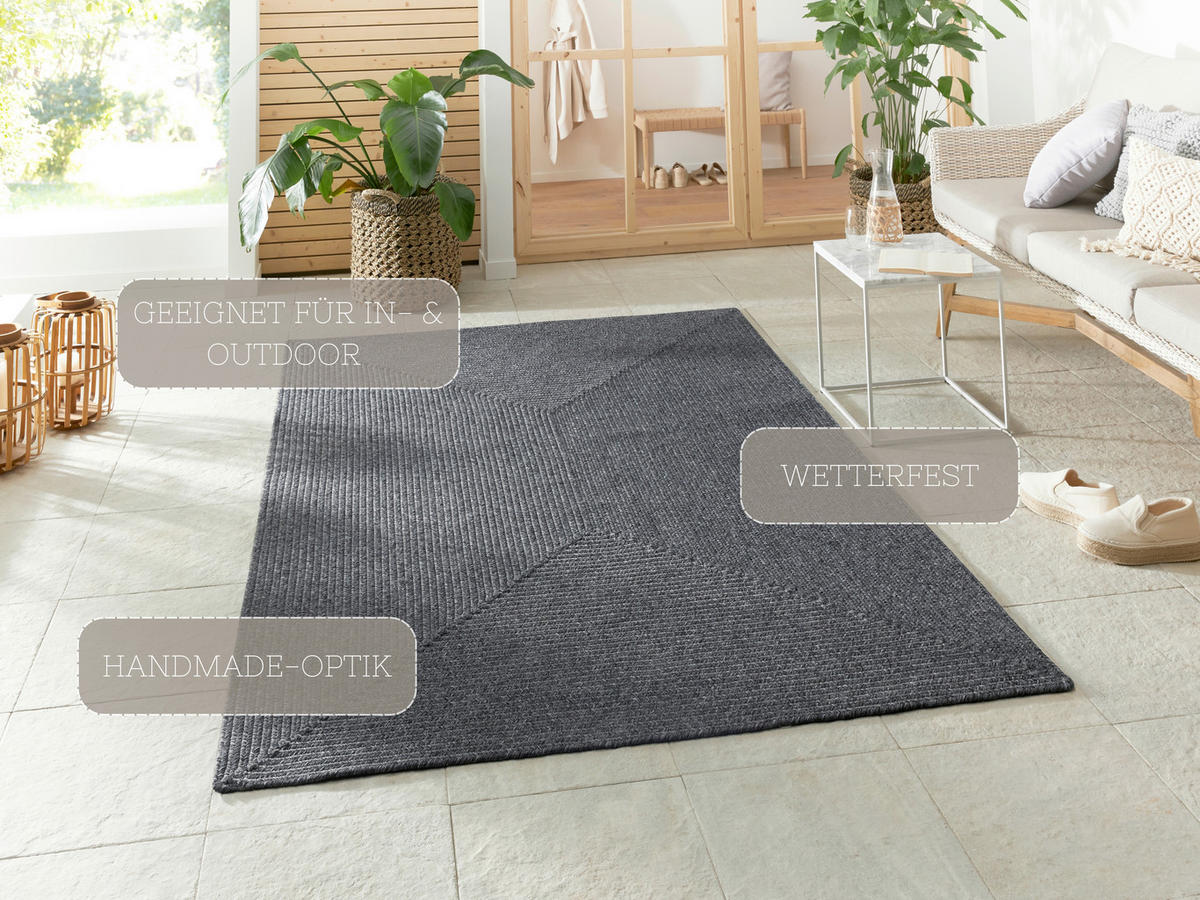 OUTDOORTEPPICH 80/150 cm Braided Anthrazit  - Anthrazit, Design, Kunststoff (80/150cm)