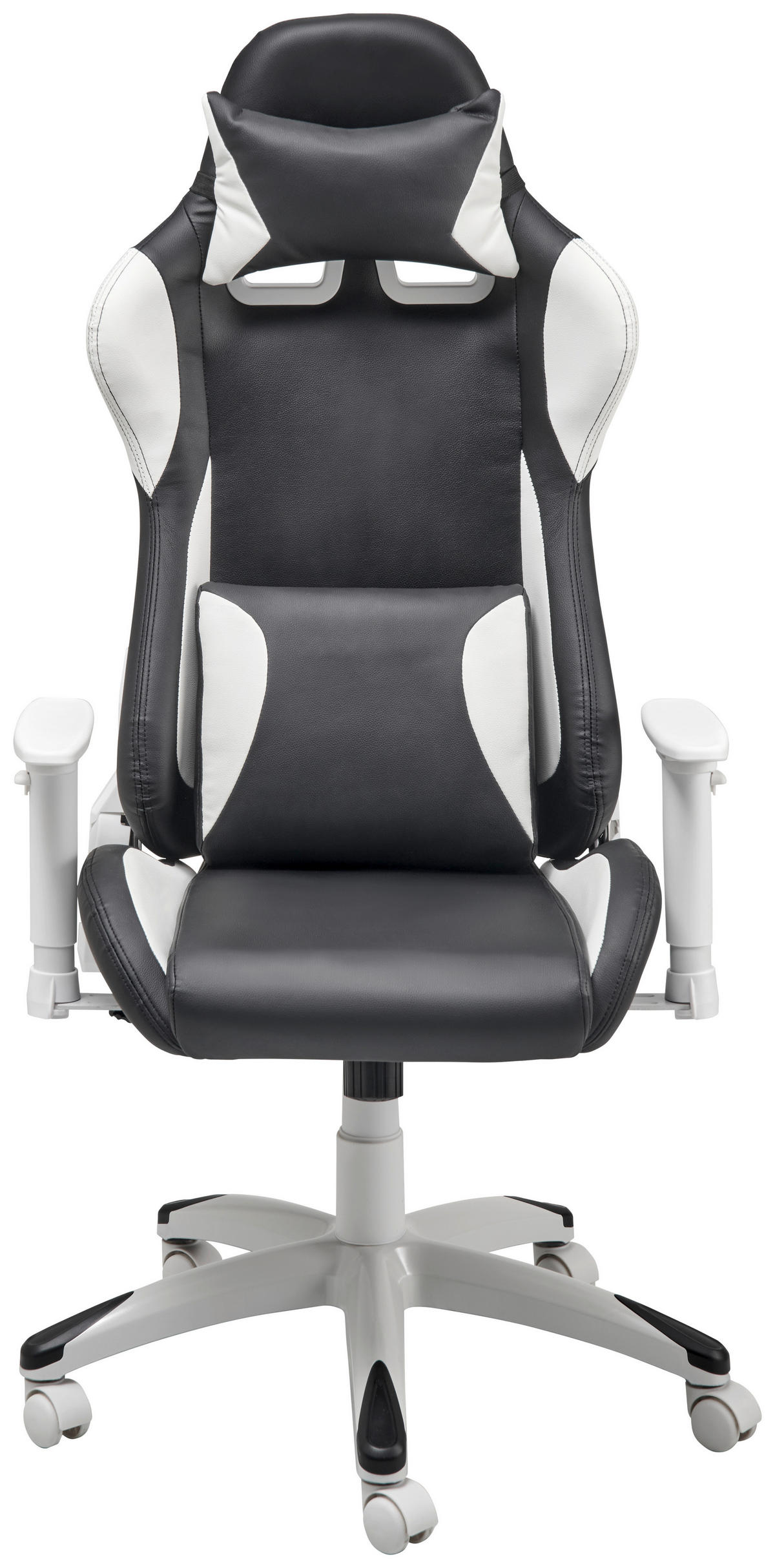 GAMINGSTUHL  in Lederlook Schwarz, Weiss  - Weiss/Schwarz, Modern, Kunststoff/Textil (66/126-134/59cm) - Livetastic