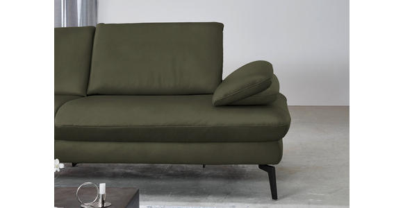 ECKSOFA in Echtleder Grau, Grün  - Schwarz/Grau, Design, Leder/Metall (157/325cm) - Dieter Knoll