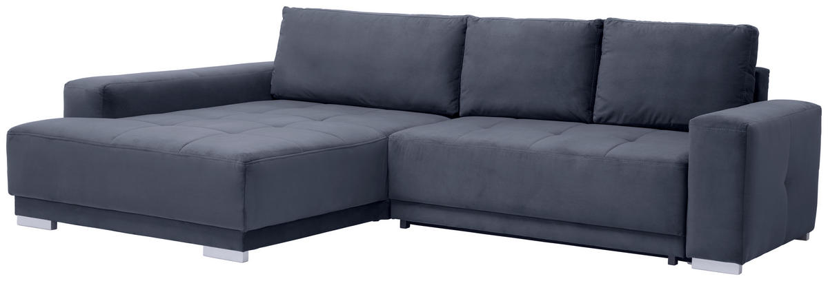 ECKSOFA inkl. Funktionen in Flachgewebe Anthrazit  - Anthrazit/Silberfarben, Design, Holz/Textil (195/293cm) - Cantus