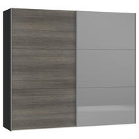SCHWEBETÜRENSCHRANK 253/220/65 cm 2-türig Schwarz, Dunkelgrau  - Dunkelgrau/Silberfarben, Design, Glas/Holzwerkstoff (253/220/65cm) - Jutzler