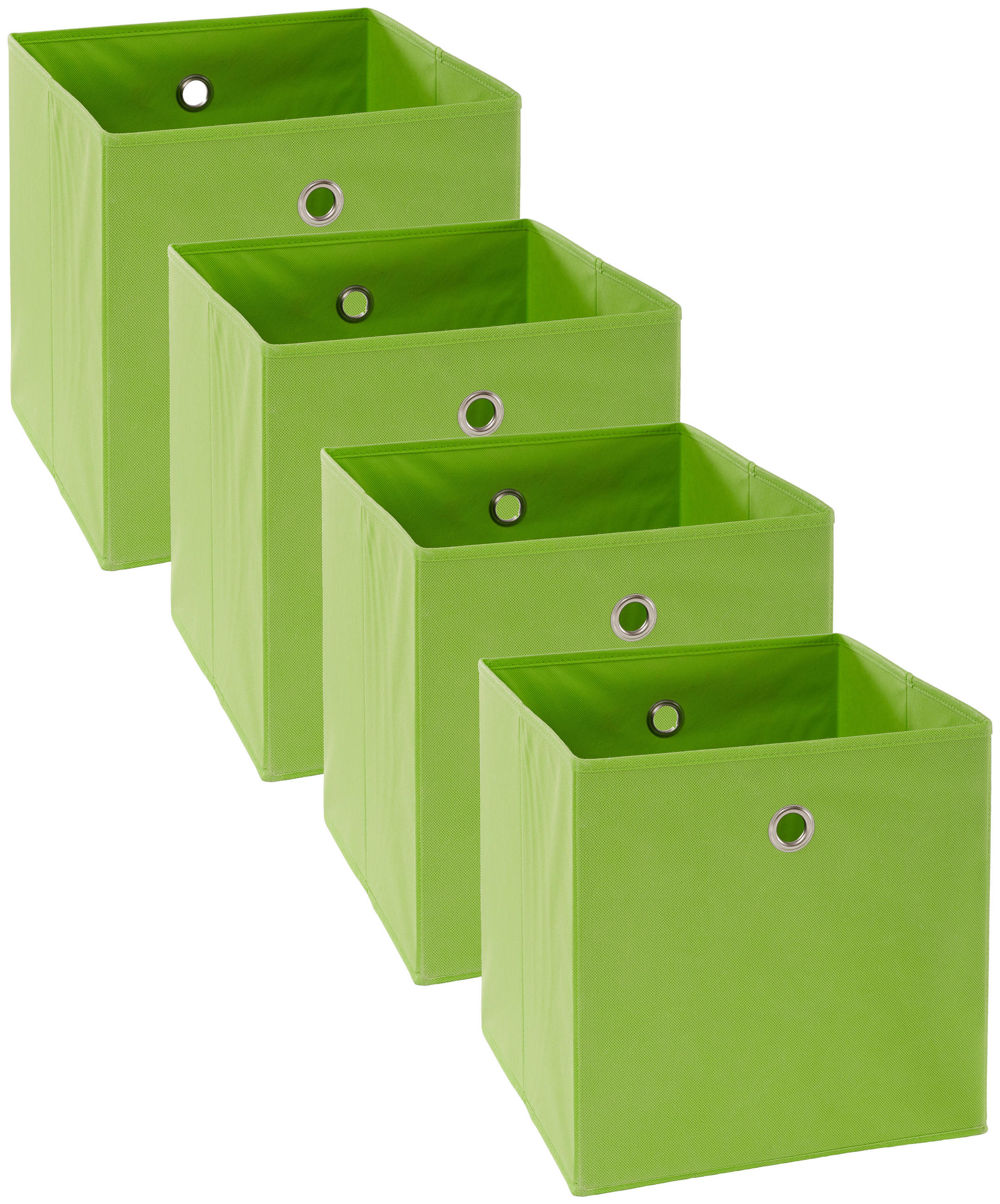 FALTBOX 4er Set - Silberfarben/Grün, Design, Karton/Textil (32/32/32cm) - Carryhome