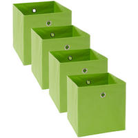 FALTBOX 4er Set - Silberfarben/Grün, Design, Karton/Textil (32/32/32cm) - Carryhome