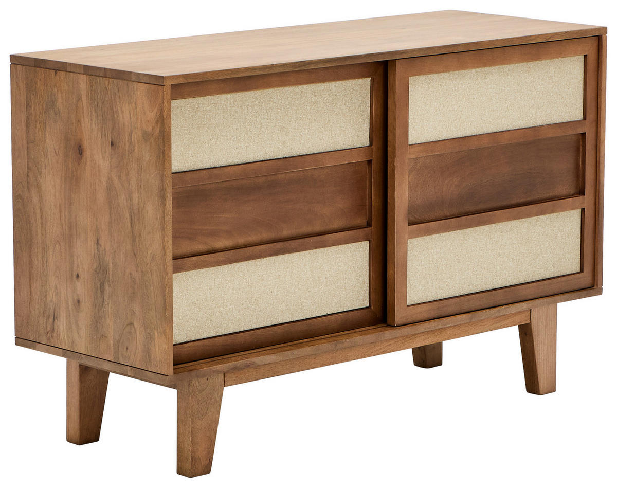 KOMMODE  in 120/45/76 cm  - Hellgrau/Naturfarben, Design, Holz/Textil (120/45/76cm) - Livetastic