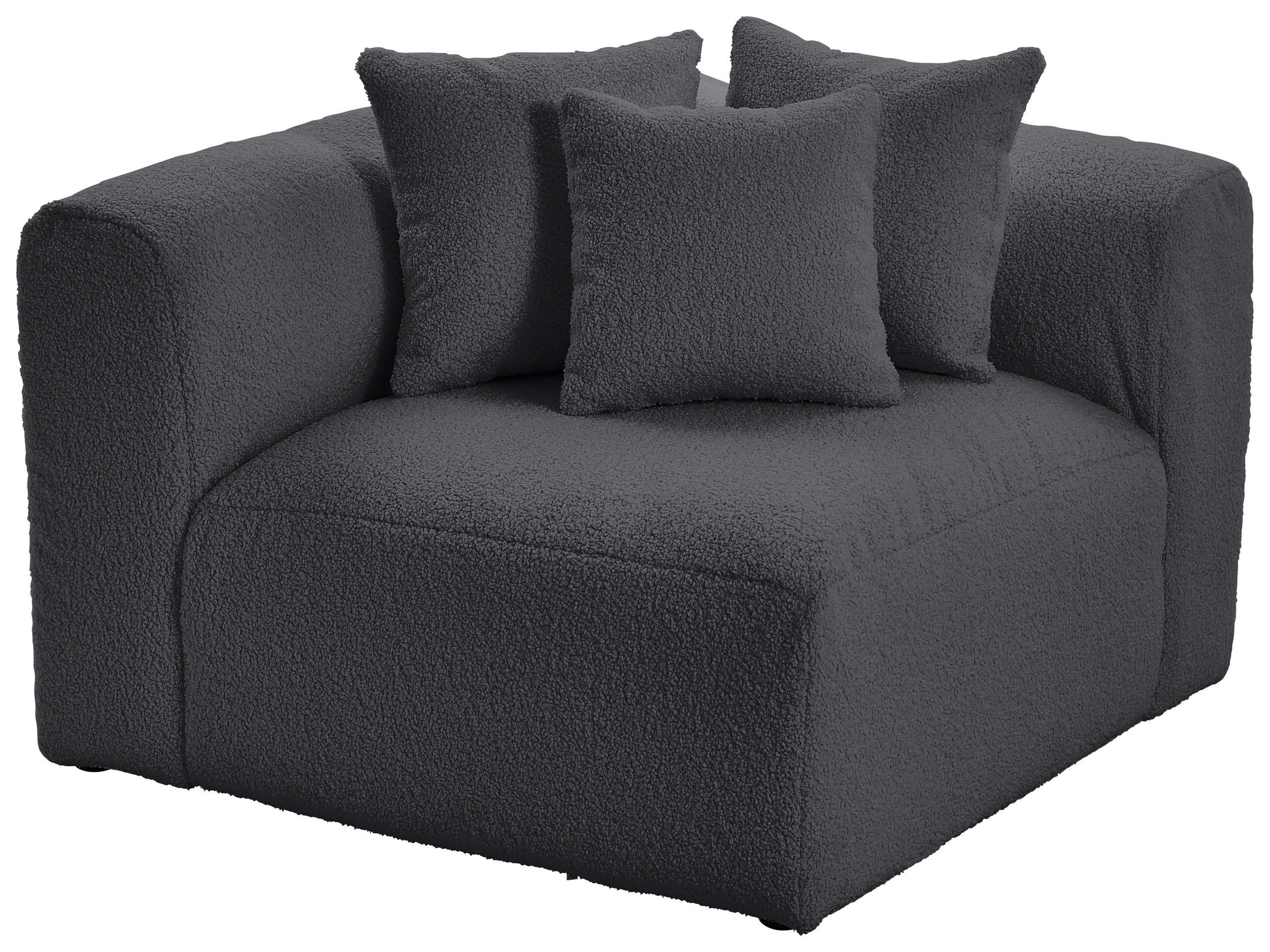 SOFAELEMENT BLOOM Flachgewebe, Teddystoff Dunkelgrau  - Dunkelgrau, Trend, Textil (115/70/115cm) - Livetastic