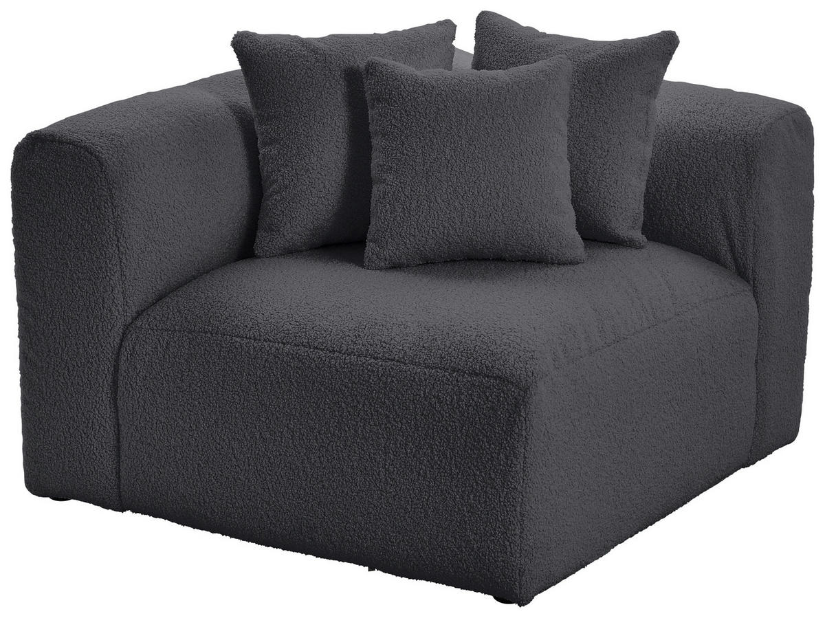 SOFAELEMENT BLOOM Flachgewebe, Teddystoff Dunkelgrau  - Dunkelgrau, Trend, Textil (115/70/115cm) - Livetastic