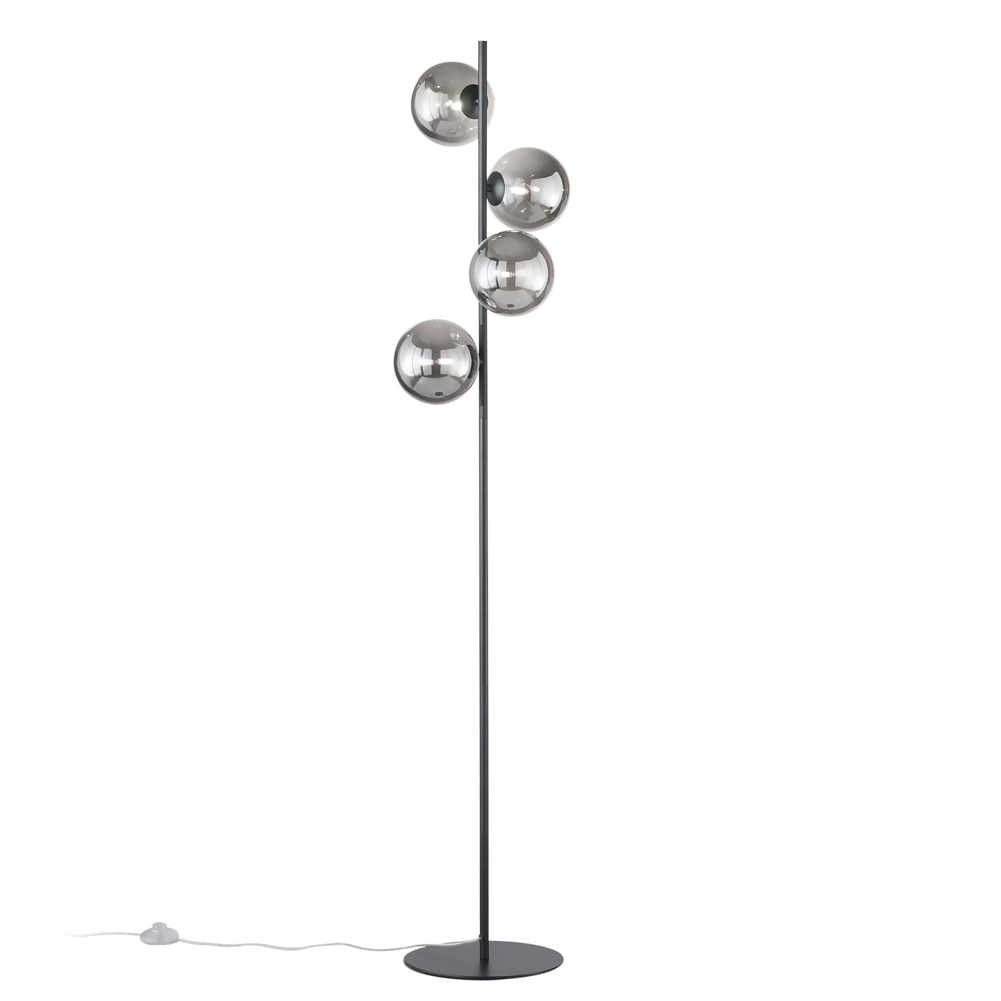 STEHLEUCHTE Luce Ambiente e Design 34,5/28/160 cm   - Dunkelgrau/Schwarz, KONVENTIONELL, Glas/Metall (34,5/28/160cm)