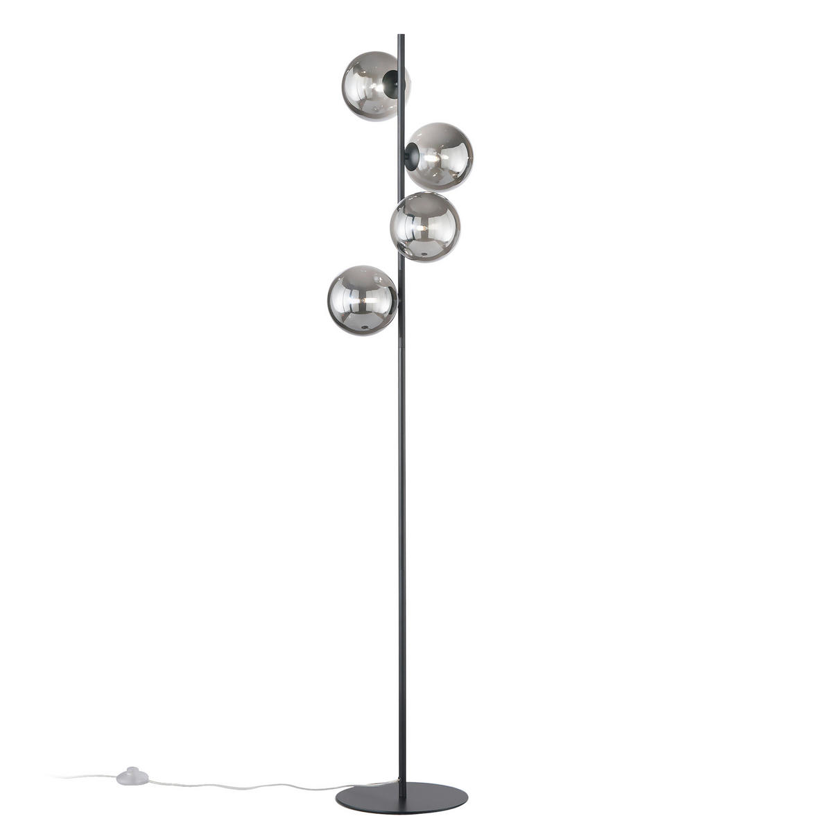 STEHLEUCHTE Luce Ambiente e Design 34,5/28/160 cm   - Dunkelgrau/Schwarz, KONVENTIONELL, Glas/Metall (34,5/28/160cm)