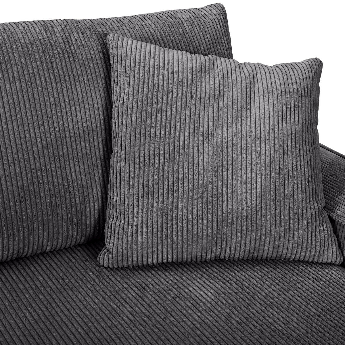 HÖRNSOFFA i manchester mörkgrå  - mörkgrå/svart, Klassisk, textil/plast (250/153cm) - MID.YOU