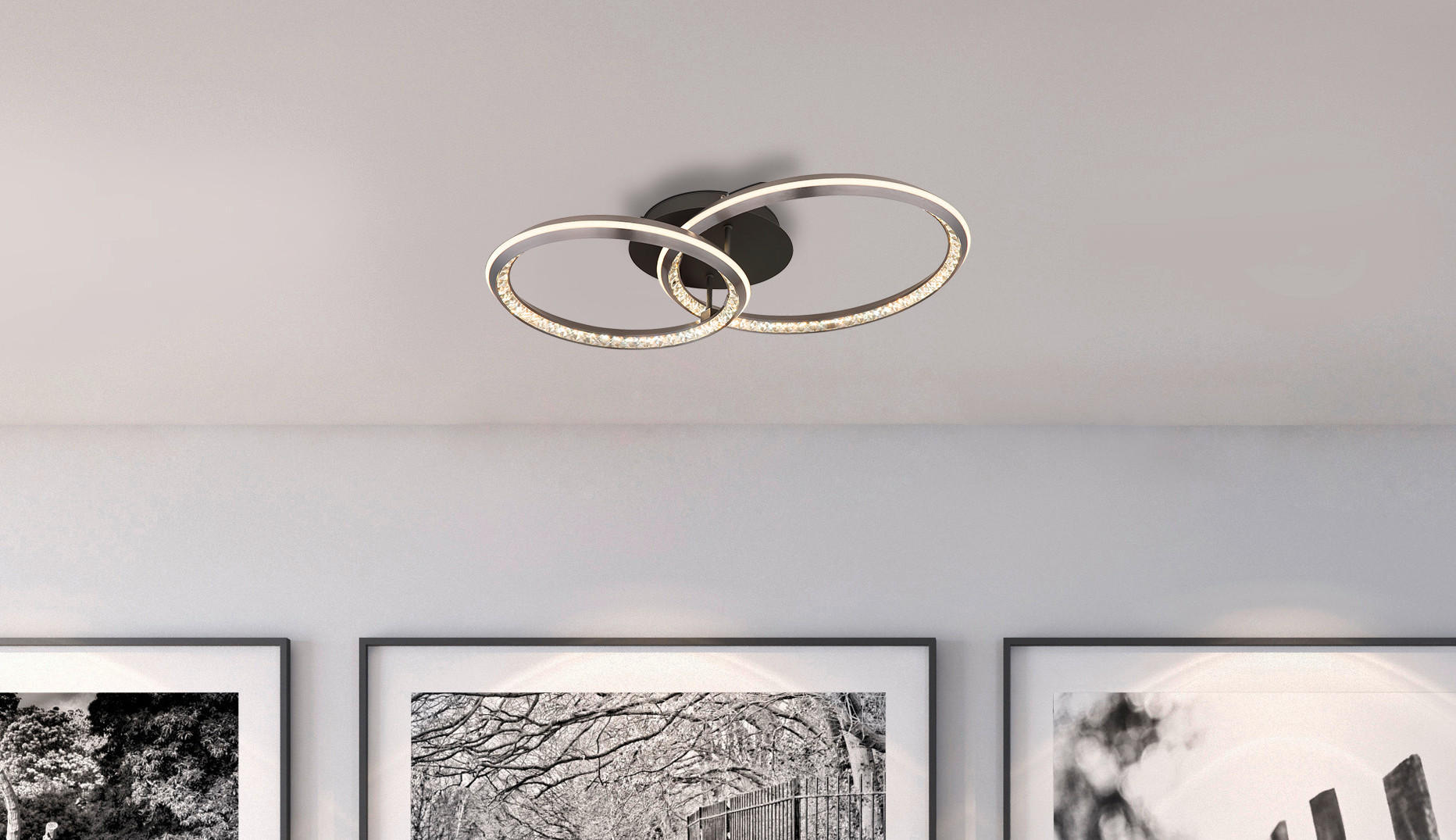 LED-DECKENLEUCHTE    75/50/14 cm  - Opal/Grau, Design, Kunststoff/Metall (75/50/14cm) - Globo