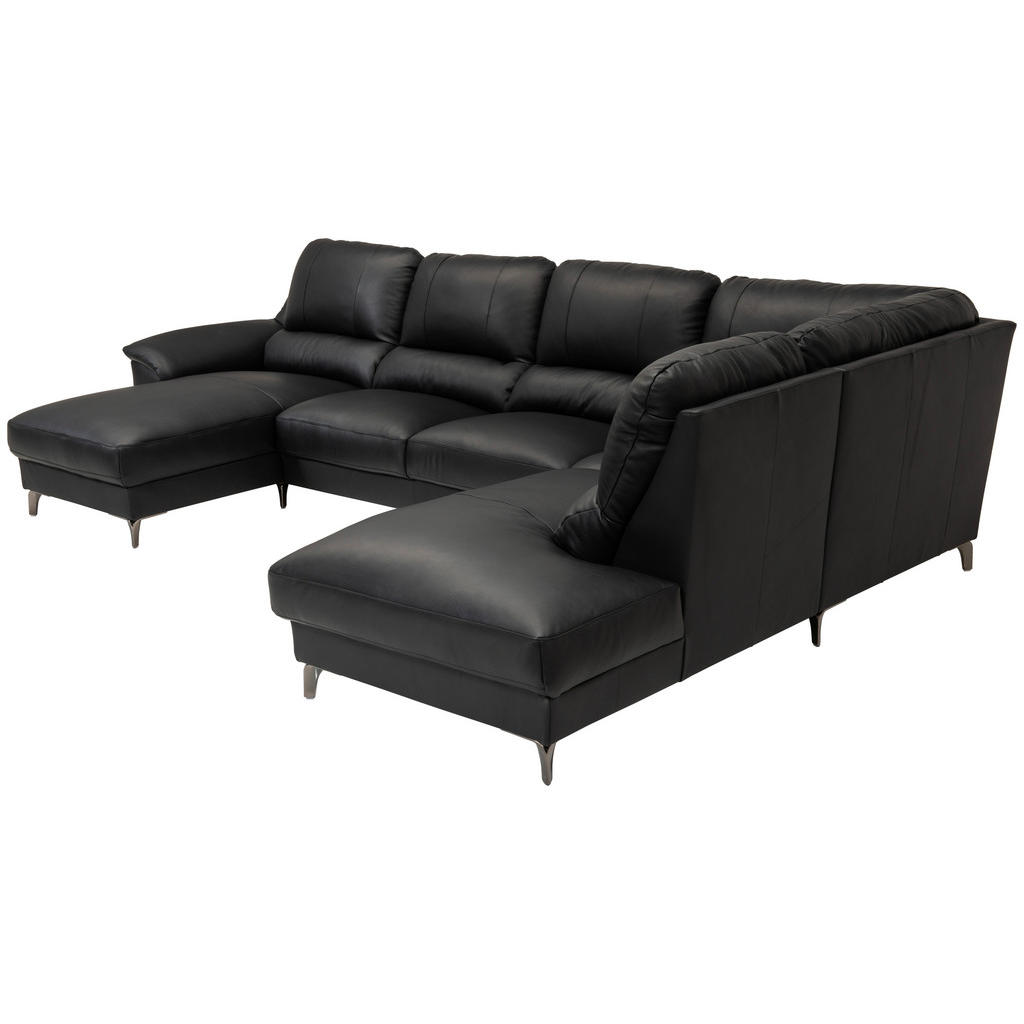 Thumbnail - Livetastic Sofa, Schwarz, Leder, Echtleder, Uni, 5-7-Sitzer, 326x212 cm, Made in Europe, erweiterbar, Fußauswahl, Ledera...