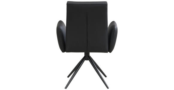 ARMLEHNSTUHL  Sitzfläche 360° drehbar, automatische Rückholfunktion  Echtleder  - Schwarz, Trend, Leder/Metall (63/89/62cm) - Novel