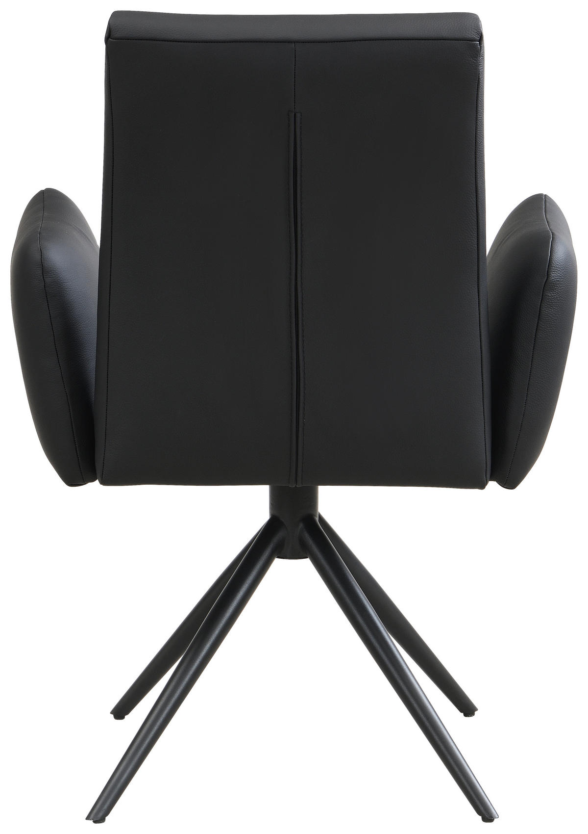 ARMLEHNSTUHL  Sitzfläche 360° drehbar, automatische Rückholfunktion  Echtleder  - Schwarz, Trend, Leder/Metall (63/89/62cm) - Novel