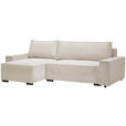 ECKSOFA in Cord Creme  - Creme/Schwarz, MODERN, Holz/Textil (157/265cm) - Carryhome