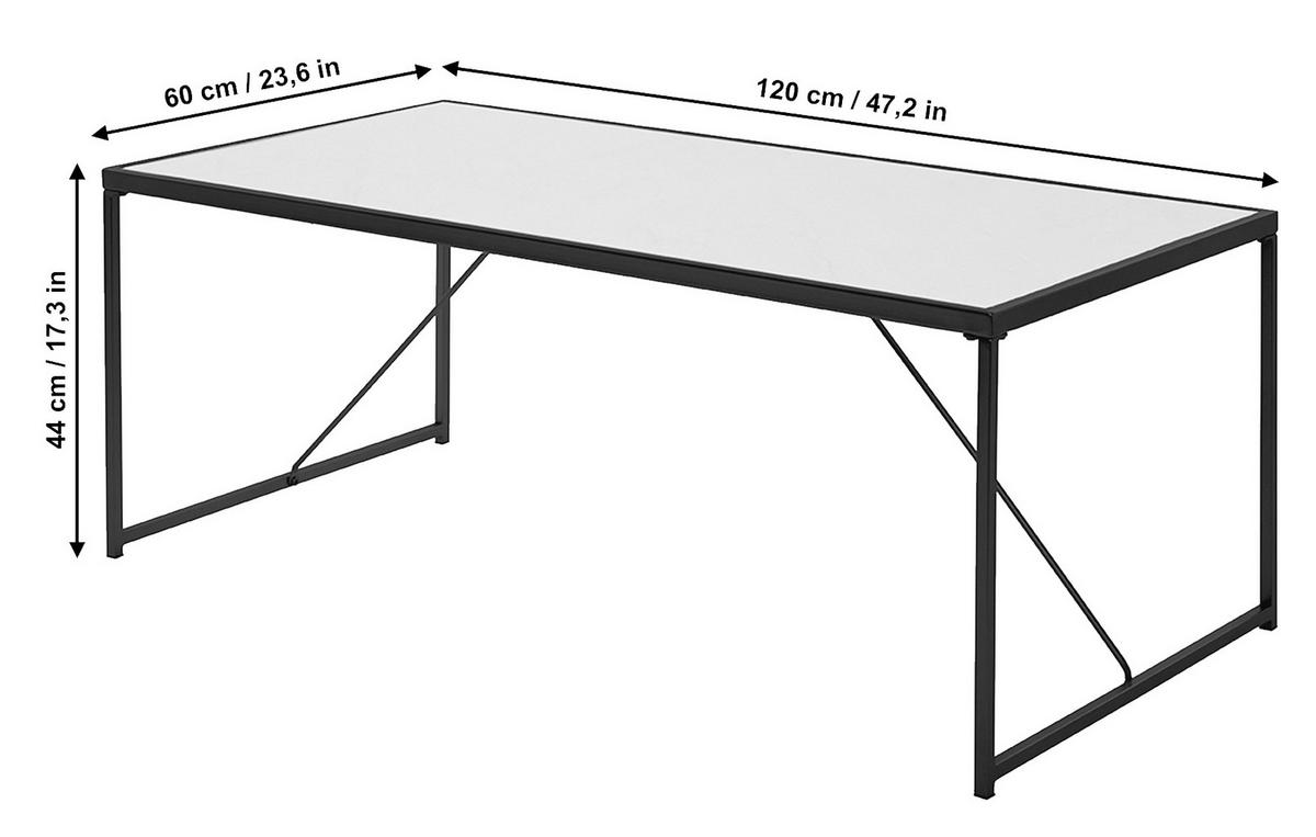 COUCHTISCH in Metall, Holzwerkstoff 120/60/44 cm  - Goldfarben/Weiß, KONVENTIONELL, Holzwerkstoff/Metall (120/60/44cm) - Livetastic