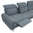 ECKSOFA in Chenille Blaugrau  - Blaugrau/Schwarz, LIFESTYLE, Textil/Metall (180/310cm) - Valnatura