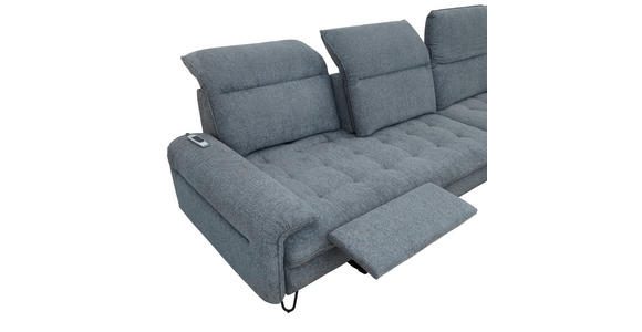 ECKSOFA in Chenille Blaugrau  - Blaugrau/Schwarz, LIFESTYLE, Textil/Metall (310/180cm) - Valnatura