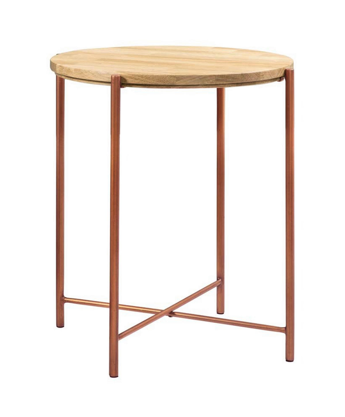 NACHTKÄSTCHEN in massiv Eiche Eichefarben, Kupferfarben  - Eichefarben/Kupferfarben, Design, Holz/Metall (48/52/48cm) - Hasena