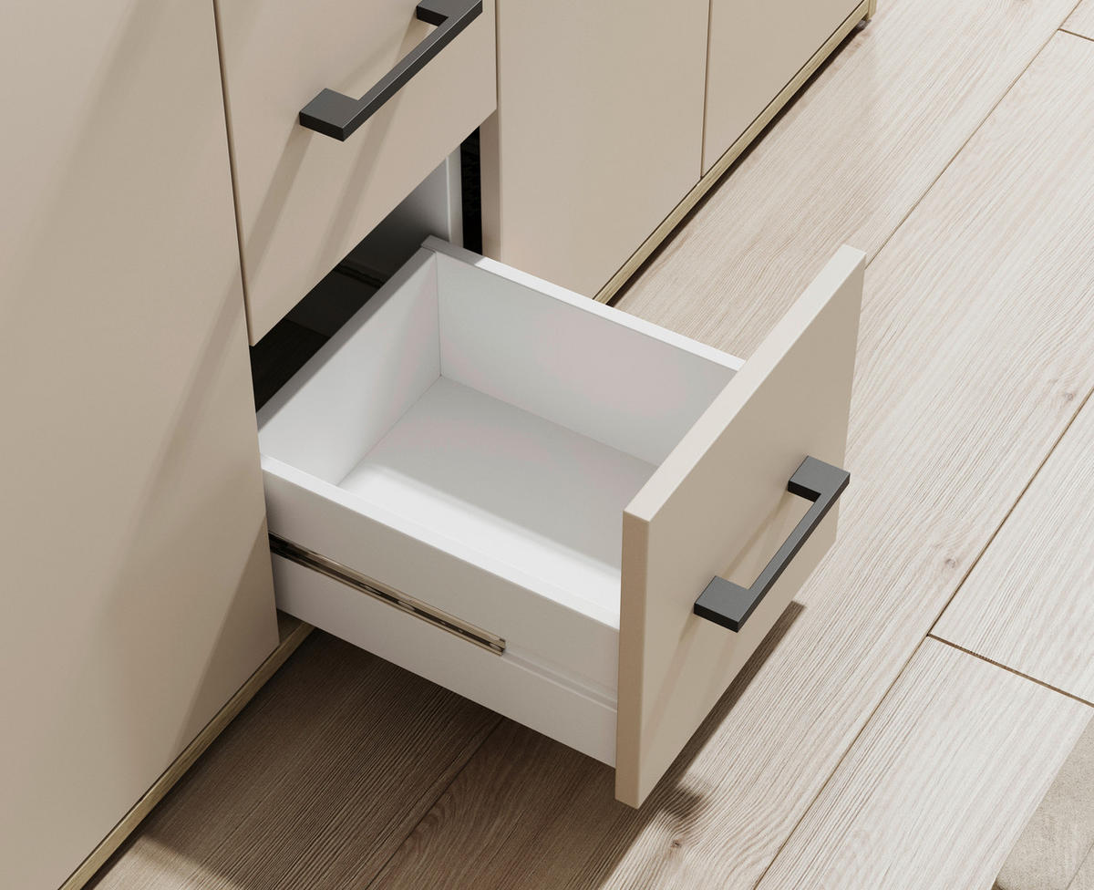 KOMODA S VRATIMA - kašmir/crna, Konvencionalno, pločasti materijal/plastika (139/90/34cm) - Carryhome