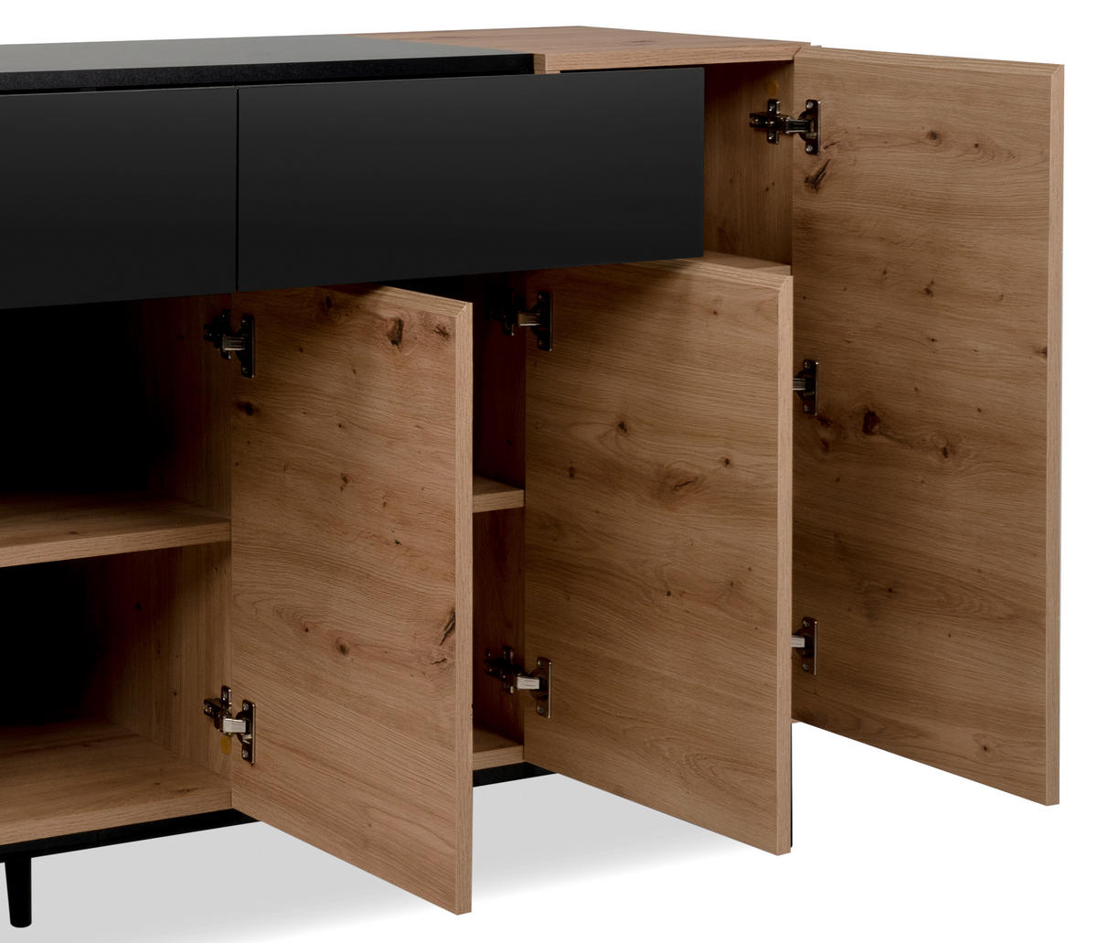 SIDEBOARD 180/90/42 cm  in Schwarz, Eichefarben  - Eichefarben/Schwarz, Konventionell, Holzwerkstoff/Kunststoff (180/90/42cm) - MID.YOU