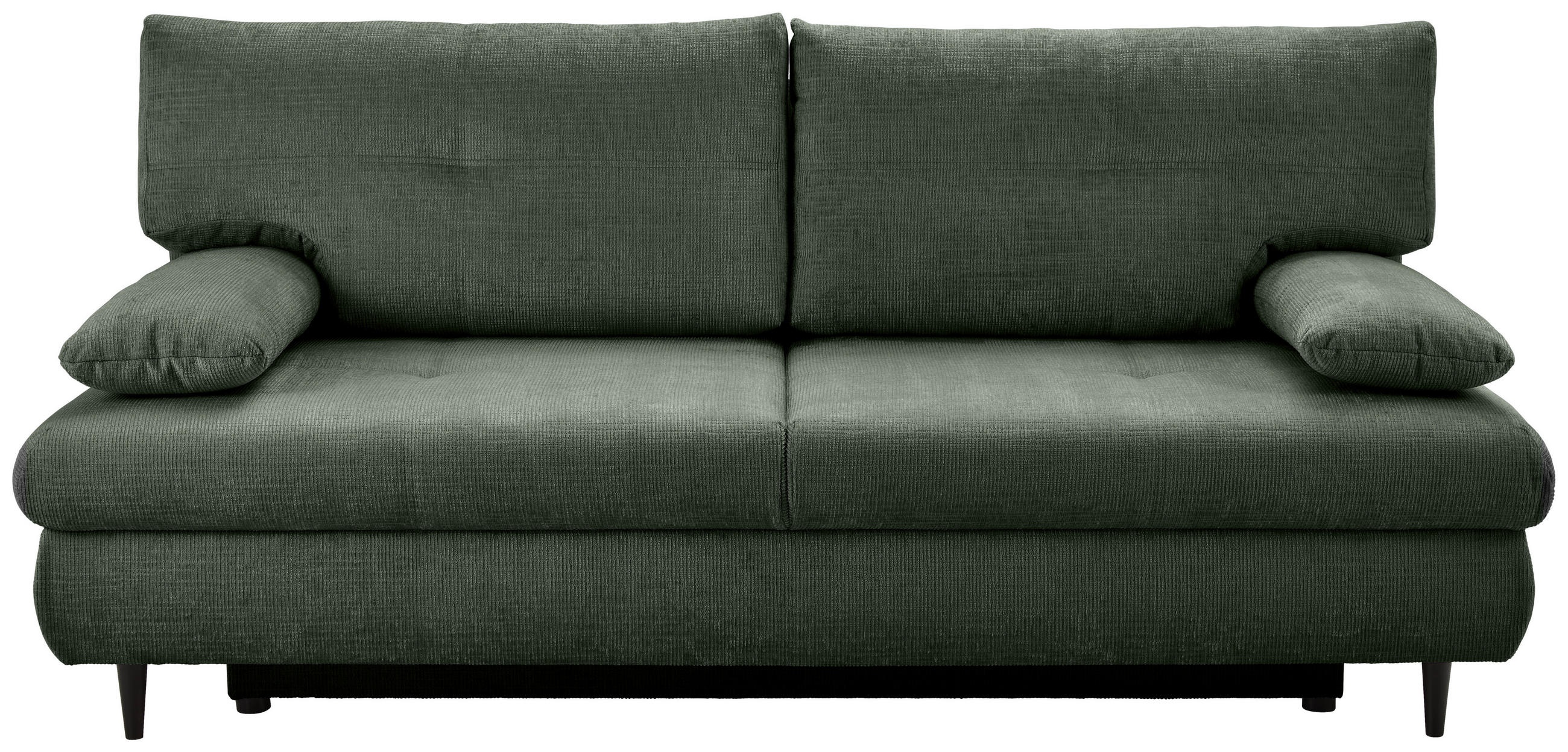 SCHLAFSOFA Chenille Dunkelgrün  inkl. Rückenkissen, Armlehnenkissen, Bettkasten, Schlaffunktion, Rücken echt, Liegefläche im Originalstoff  - Dunkelgrün/Schwarz, KONVENTIONELL, Holz/Textil (212/97/105cm) - Carryhome