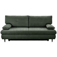 SCHLAFSOFA Chenille Dunkelgrün Querschläfer  inkl. Rückenkissen, Armlehnenkissen, Bettkasten, Schlaffunktion, Rücken echt, Liegefläche im Originalstoff  - Dunkelgrün/Schwarz, KONVENTIONELL, Holz/Textil (212/97/105cm) - Carryhome