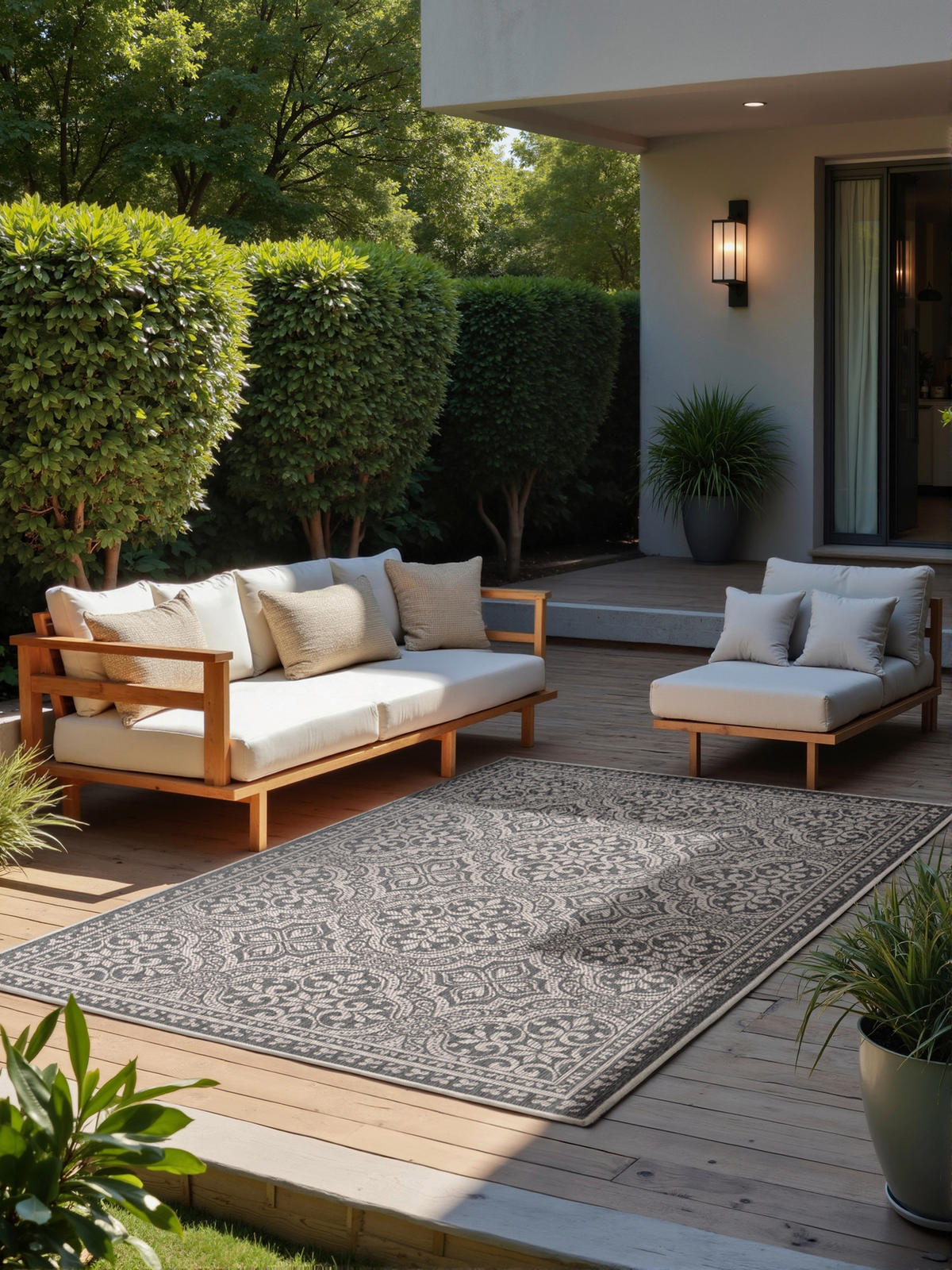OUTDOORTEPPICH 120/170 cm Duet Grau, Weiß  - Weiß/Grau, Design, Kunststoff (120/170cm)