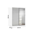 SCHWEBETÜRENSCHRANK 181/223/68 cm 2-türig Grau, Weiß  - Chromfarben/Weiß, KONVENTIONELL, Glas/Holzwerkstoff (181/223/68cm) - Novel