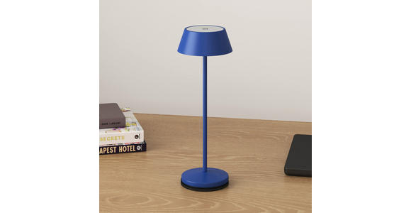 AKKU-TISCHLEUCHTE 11/30 cm  - Blau/Schwarz, Trend, Kunststoff/Metall (11/30cm) - Novel