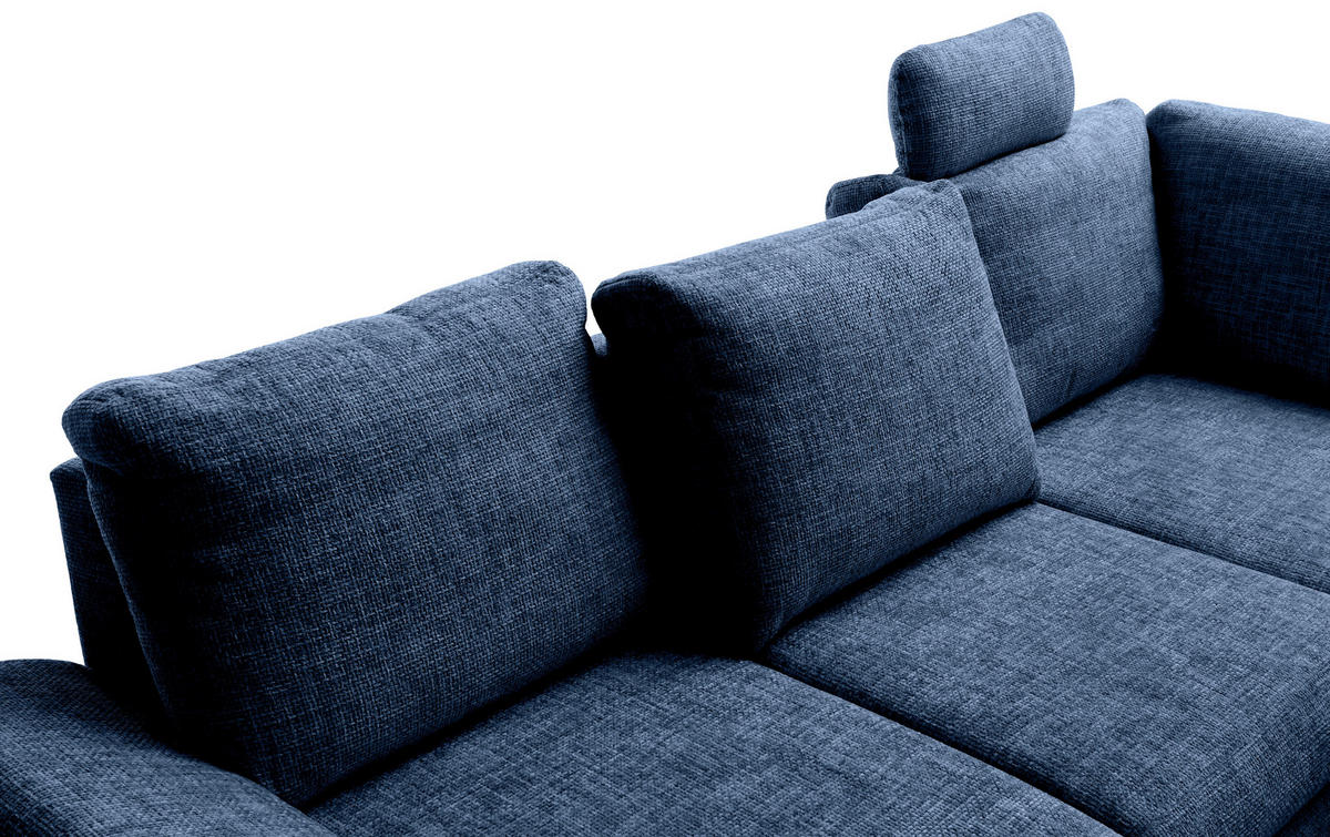ECKSCHLAFSOFA  mit Liegefunktion, Rücken echt, Armteil links Struktur Blau  - Wildeiche/Blau, MODERN, Holz/Textil (265/206cm) - Livetastic