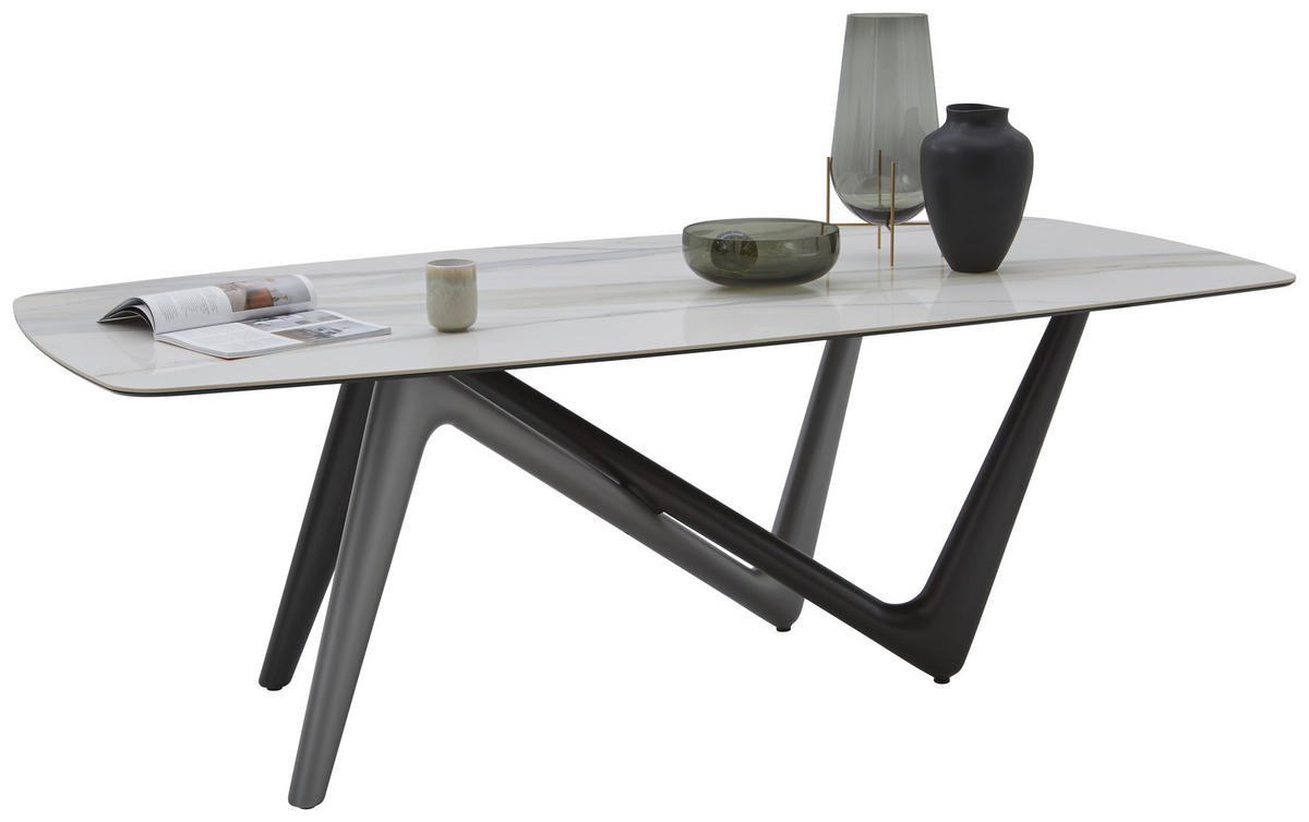 ESSTISCH 220/110/75 cm Kunststoff, Keramik Anthrazit, Grau, Weiß, Beige oval  - Anthrazit/Beige, Design, Keramik/Kunststoff (220/110/75cm) - Dieter Knoll