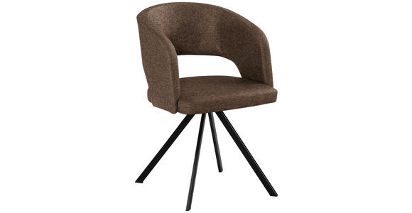 ARMLEHNSTUHL  Typenauswahl, inklusive Armlehnen Samt  - Dunkelbraun/Schwarz, KONVENTIONELL, Textil/Metall (56/84/59cm) - Moderano